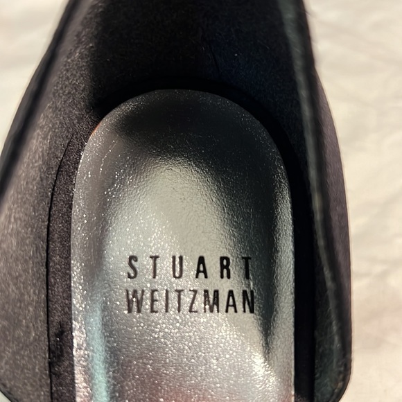 NEW Stuart Weitzman Black Satin Heels - Picture 6 of 7